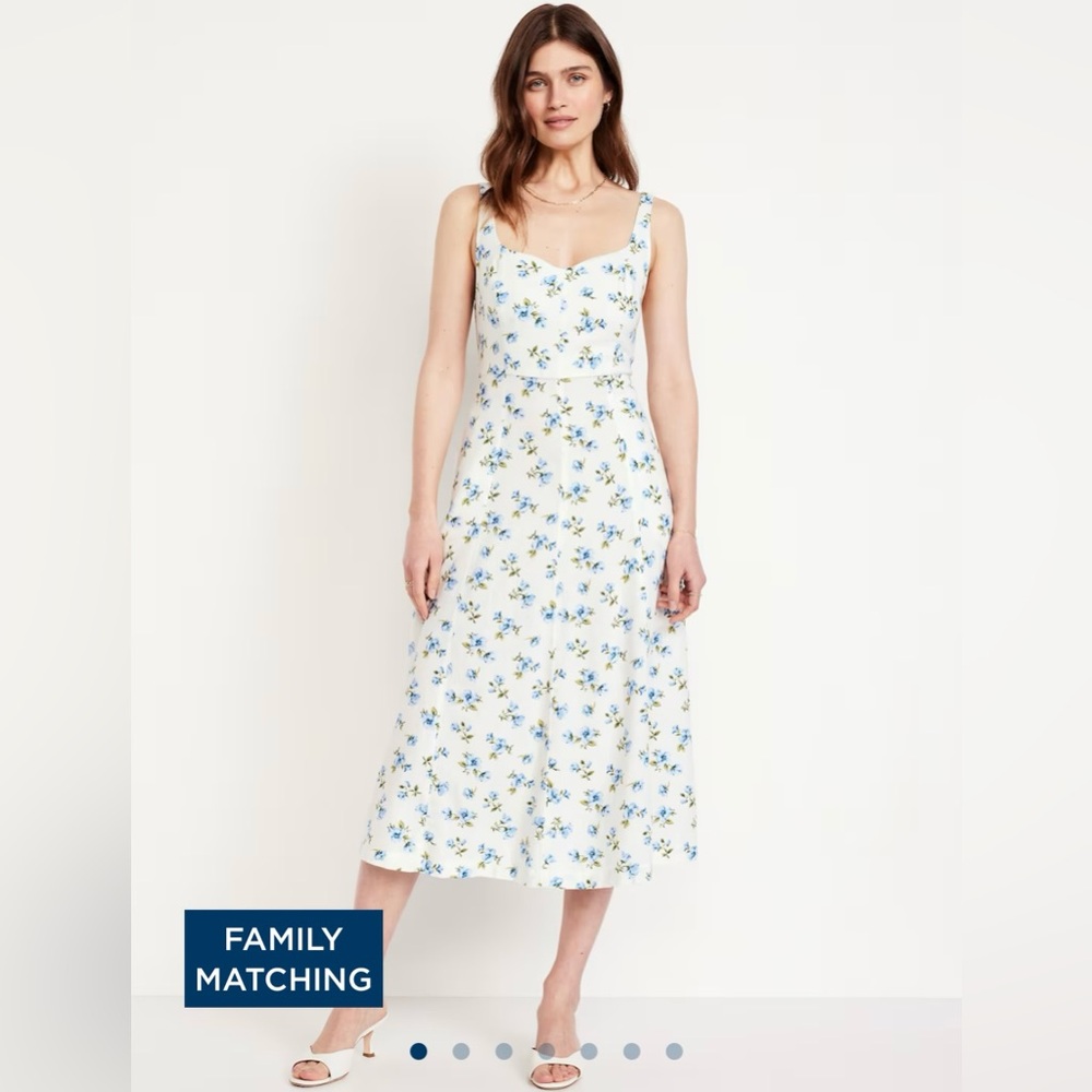 NWT Fit & Flare Linen Blend Midi Dress